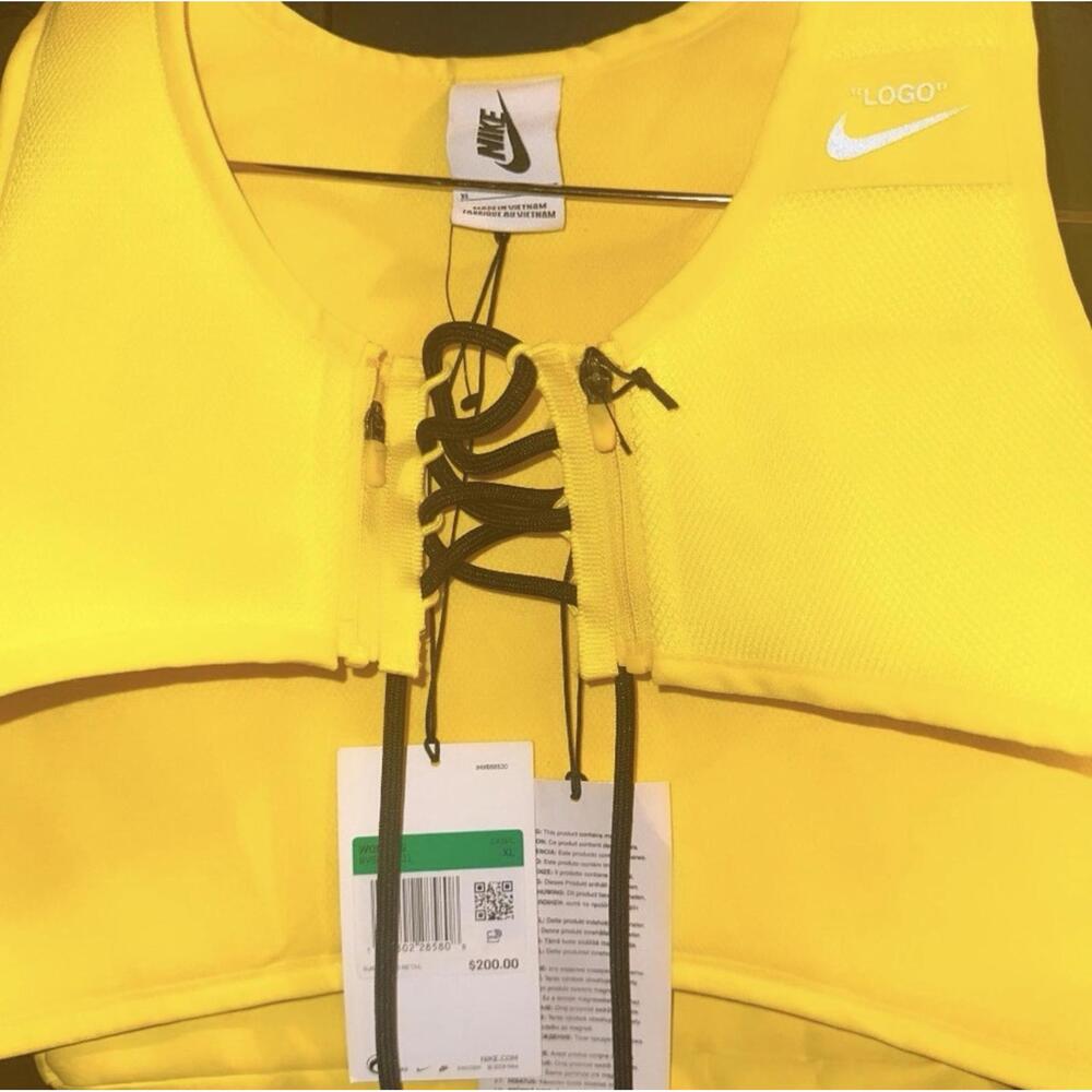 Nike x Off-White Yellow Logo Print Crossbody Bag XL Adjustable Strap Lace-Up